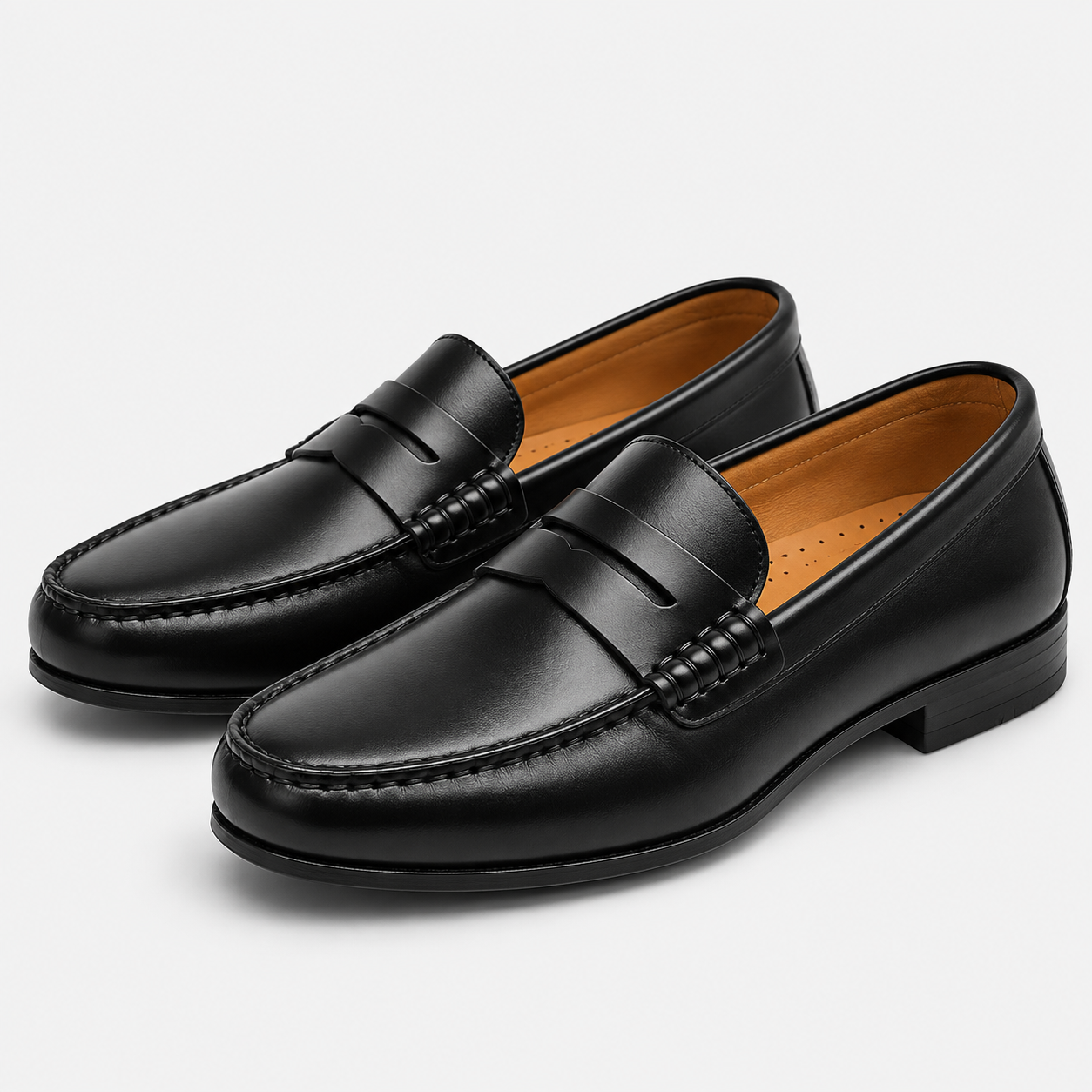 ChatGPT_Image_15_sept._2026_10_51_26.png Mens Black Genuine Leather Penny Loafers – Slip-On Business Dress Wedding Office Shoes - Image 1