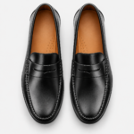 Mens Black Genuine Leather Penny Loafers – Slip-On Business Dress Wedding Office Shoes - Image 5