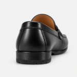 Mens Black Genuine Leather Penny Loafers – Slip-On Business Dress Wedding Office Shoes - Image 4