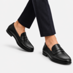 Mens Black Genuine Leather Penny Loafers – Slip-On Business Dress Wedding Office Shoes - Image 6