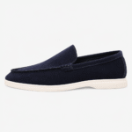 Men's Suede Leather Loafers – Blue Classic Formal Wedding Dress Shoes - Image 2