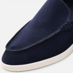 Men's Suede Leather Loafers – Blue Classic Formal Wedding Dress Shoes - Image 4