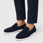 Men's Suede Leather Loafers – Blue Classic Formal Wedding Dress Shoes - Image 6