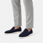 Men's Suede Leather Loafers – Blue Classic Formal Wedding Dress Shoes - Image 8