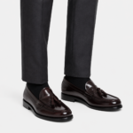 Mens Brown Patent Leather Tassel Loafers – Vintage Slip-On Smart Casual Shoes - Image 7