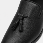 Mens Black Handcrafted Full-Grain Leather Tassel Loafers – Elegant Casual Slip-On Shoes - Image 4