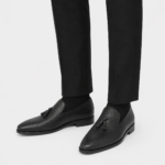 Mens Black Handcrafted Full-Grain Leather Tassel Loafers – Elegant Casual Slip-On Shoes - Image 6