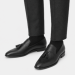 Mens Black Handcrafted Full-Grain Leather Tassel Loafers – Elegant Casual Slip-On Shoes - Image 8