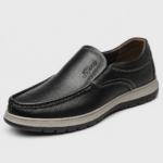 Mens Black Handmade Genuine Leather Loafers – Casual Walking Work Flat Moccasin Shoes