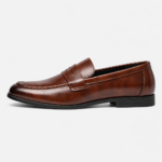 Mens Brown Leather Oxford Loafers – Brand Business Dress Soft Flat Casual Shoes - Image 2