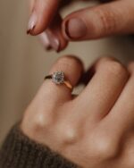 Yvonne 1988 Vintage 9ct Gold Aquamarine & Diamond Cluster Ring