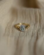 Yvonne 1988 Vintage 9ct Gold Aquamarine & Diamond Cluster Ring - Image 3