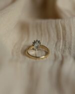 Yvonne 1988 Vintage 9ct Gold Aquamarine & Diamond Cluster Ring - Image 5