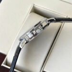 Amalfi Diamond Cut Watch — 42mm Steel & Black Leather - Image 4