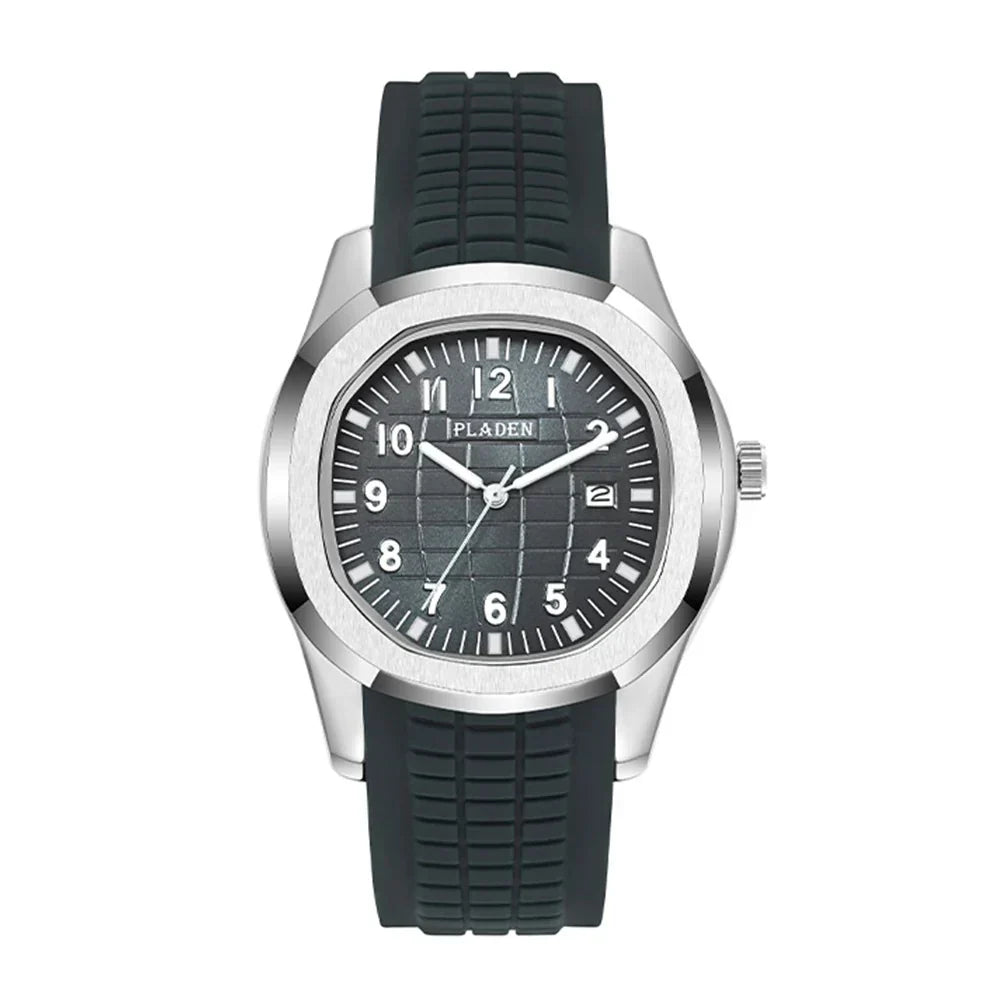 aquamare-01-black-front.jpg Aquamare Sport Watch — 42mm Steel & Rubber - Image 1
