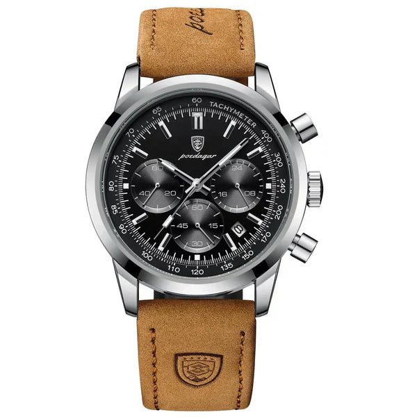aviatore-01-front.jpg Aviatore Pilot Chronograph — 41mm Steel & Suede - Image 1