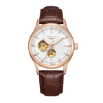 Bellagio Open Heart Automatic Watch — 41mm Steel & Leather - Image 3