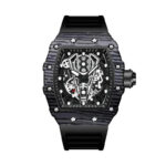 Helix Skeleton Tonneau Watch — Steel & Rubber - Image 3