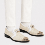 Mens Beige Patent Leather Loafers – Italian Style Slip-On Brown Formal Dress Shoes - Image 4