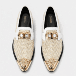 Mens Beige Patent Leather Loafers – Italian Style Slip-On Brown Formal Dress Shoes - Image 3