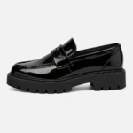 Mens Black Penny Loafers – Thick Sole Slip-On Formal Party Dress Shoes