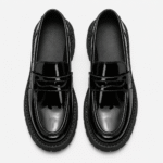 Mens Black Penny Loafers – Thick Sole Slip-On Formal Party Dress Shoes - Image 3
