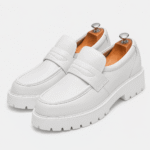 Mens Black Penny Loafers – Thick Sole Slip-On Formal Party Dress Shoes - Image 10