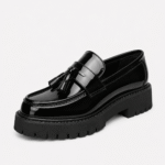 Mens Tassel Loafers – Black & White Leather British Style Slip-On Dress Shoes