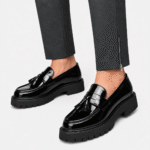Mens Tassel Loafers – Black & White Leather British Style Slip-On Dress Shoes - Image 9