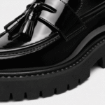 Mens Tassel Loafers – Black & White Leather British Style Slip-On Dress Shoes - Image 5