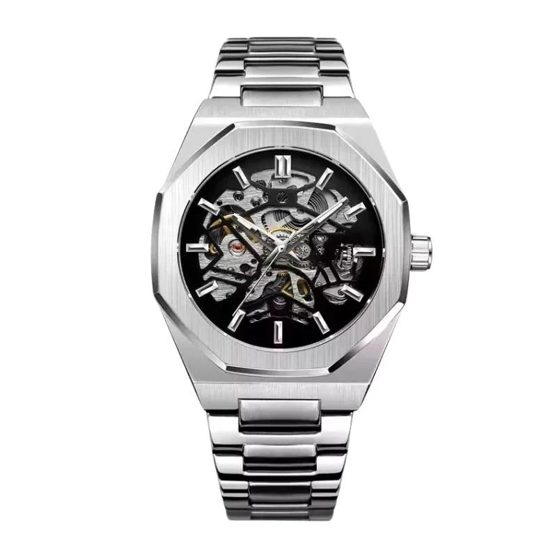 octagonal-01-front.jpg Octagonal Automatic Skeleton Watch — Integrated Steel Bracelet - Image 1