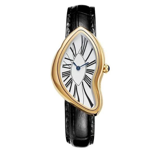 positano-gold-profile.png Positano Sculpted Watch — 45mm Steel & Black Leather - Image 1