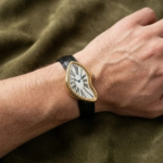 Positano Sculpted Watch — 45mm Steel & Black Leather - Image 3