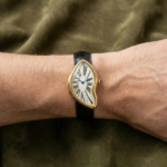 Positano Sculpted Watch — 45mm Steel & Black Leather - Image 4