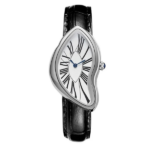Positano Sculpted Watch — 45mm Steel & Black Leather - Image 2
